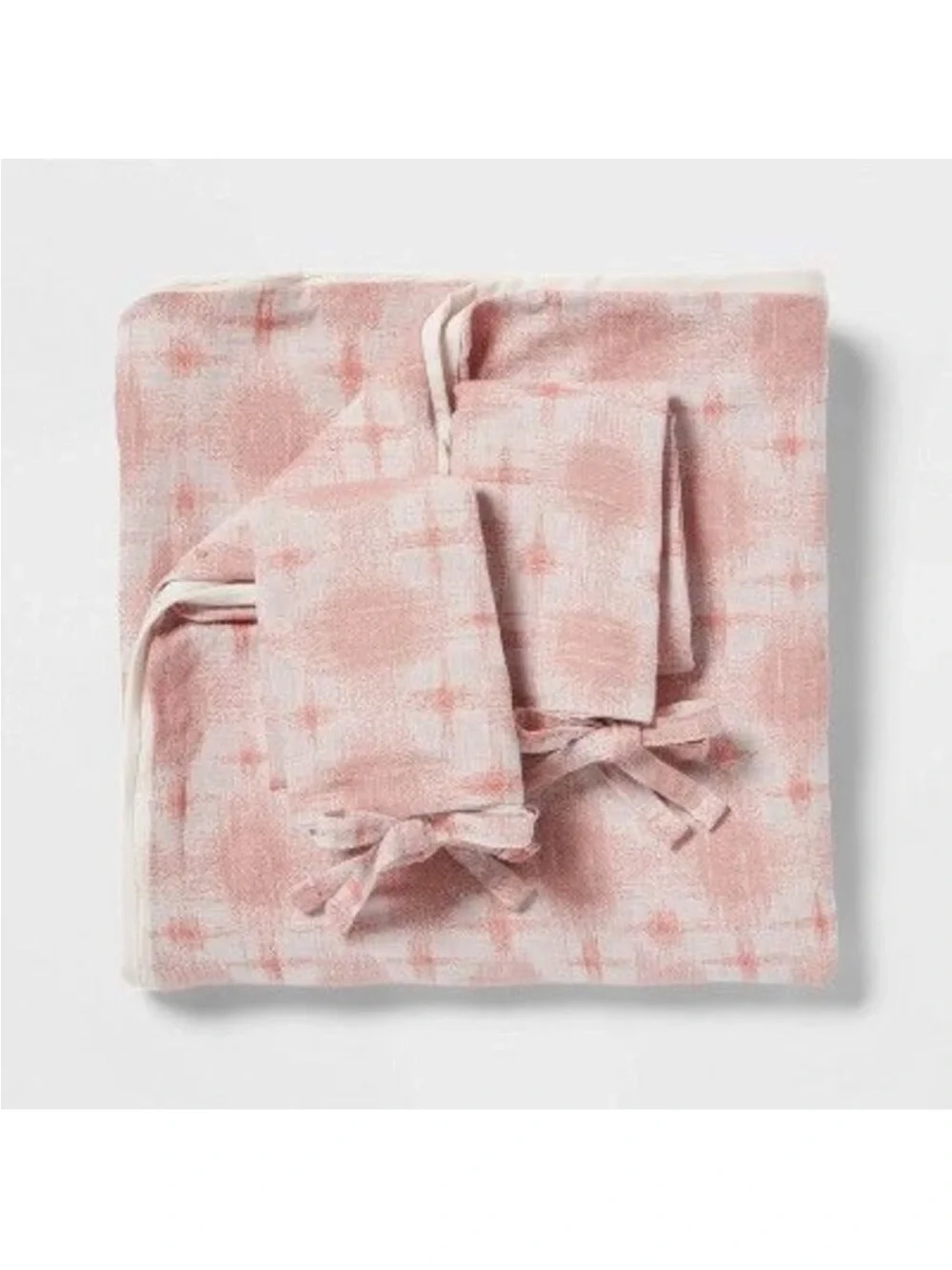 NEW Threshold Yarn Dyed Cotton Pink Ikat 3 Pc Duvet Cover Set
